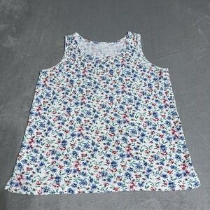 Vintage 90s Floral Tank Top Womens Large Ribbed Prairie Farmers Daughter Fairy